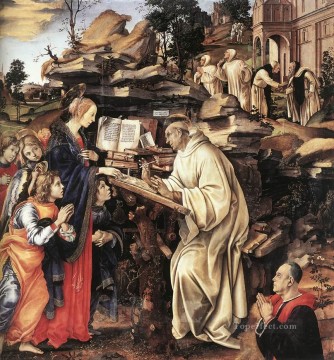  Bernardo Pintura al %C3%B3leo - Aparición de la Virgen a San Bernardo 1486 Christian Filippino Lippi